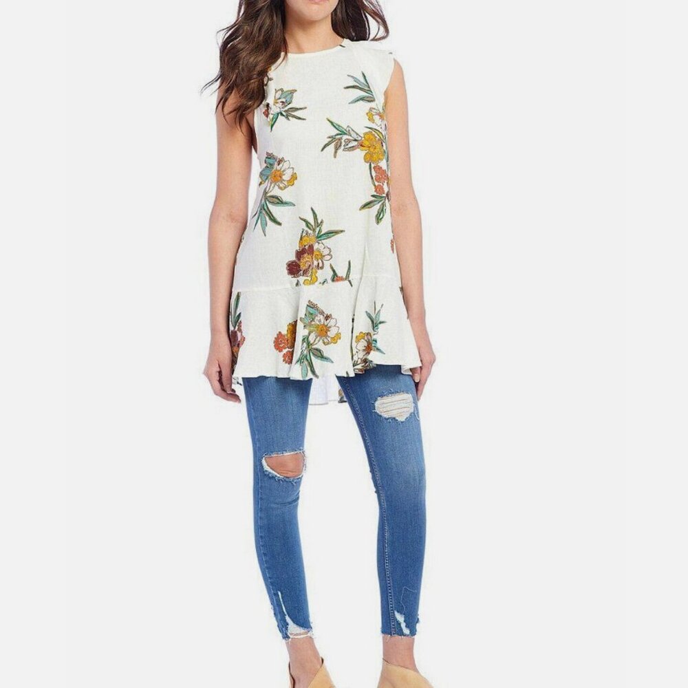 Free People Tulum Tunic Tank Dress Floral Small Top Mini